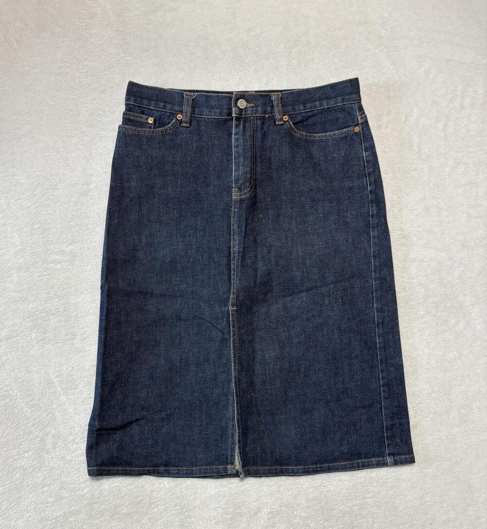 Gap Skirt Womens 8 Blue Denim Straight Knee Length Stretch 5 Pocket Casual